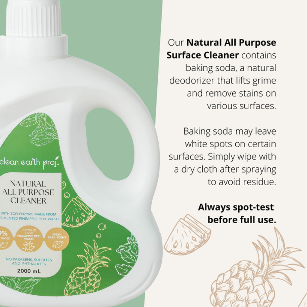 Clean Earth plant-based household cleaner bulk jug usage tips on spot-testing and streak-free wiping