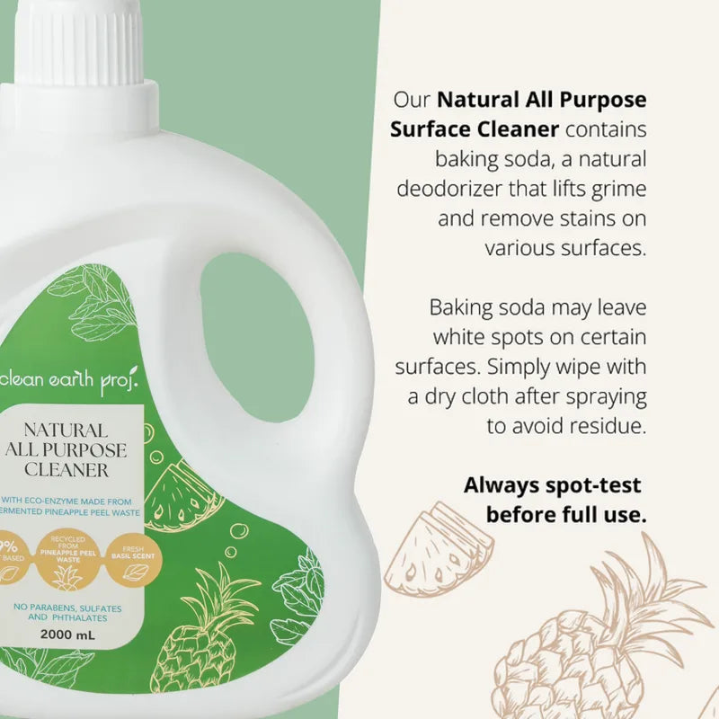 Clean Earth plant-based household cleaner bulk jug usage tips on spot-testing and streak-free wiping
