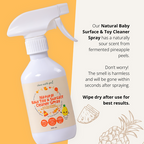 Clean Earth Natural Baby Toy and Surface Cleaner Spray 300ml graphic explaining the natural fermented pineapple scent