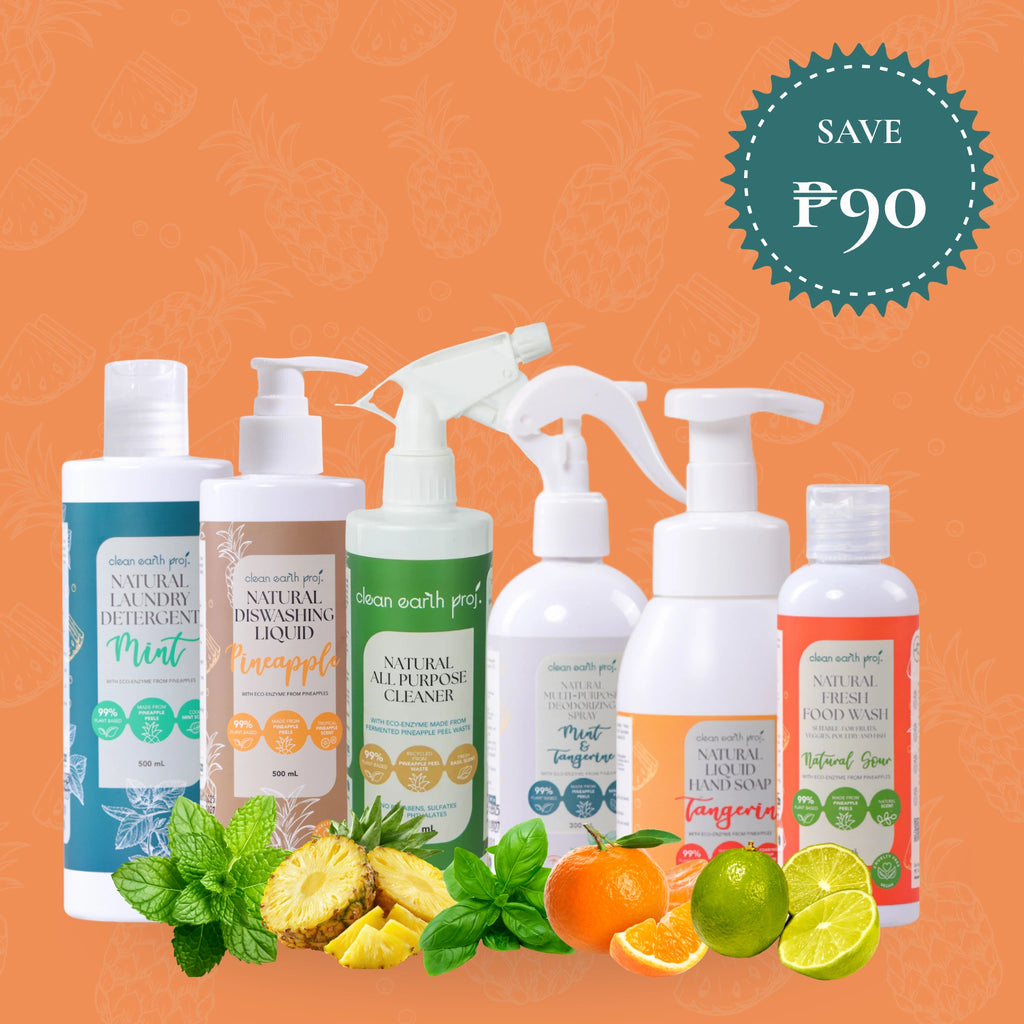 Complete plant-based home cleaning bundle made from upcycled pineapple eco-enzymes by Clean Earth
