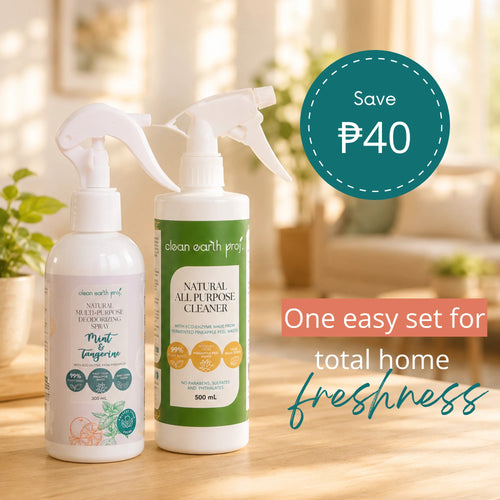 Clean Earth Fresh and Clean Set with 500ml natural all purpose cleaner and 300ml deodorizing spray saving 40 pesos
