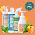 Eco-friendly plant-based non-toxic home cleaning starter kit including laundry, dishwashing, hand soap, and multi-purpose spray