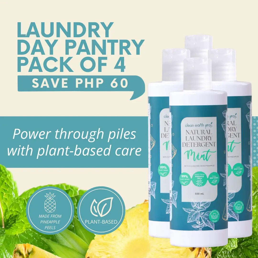 Clean Earth non-toxic liquid laundry soap family pack highlighting eco-friendly ingredients and discount badge