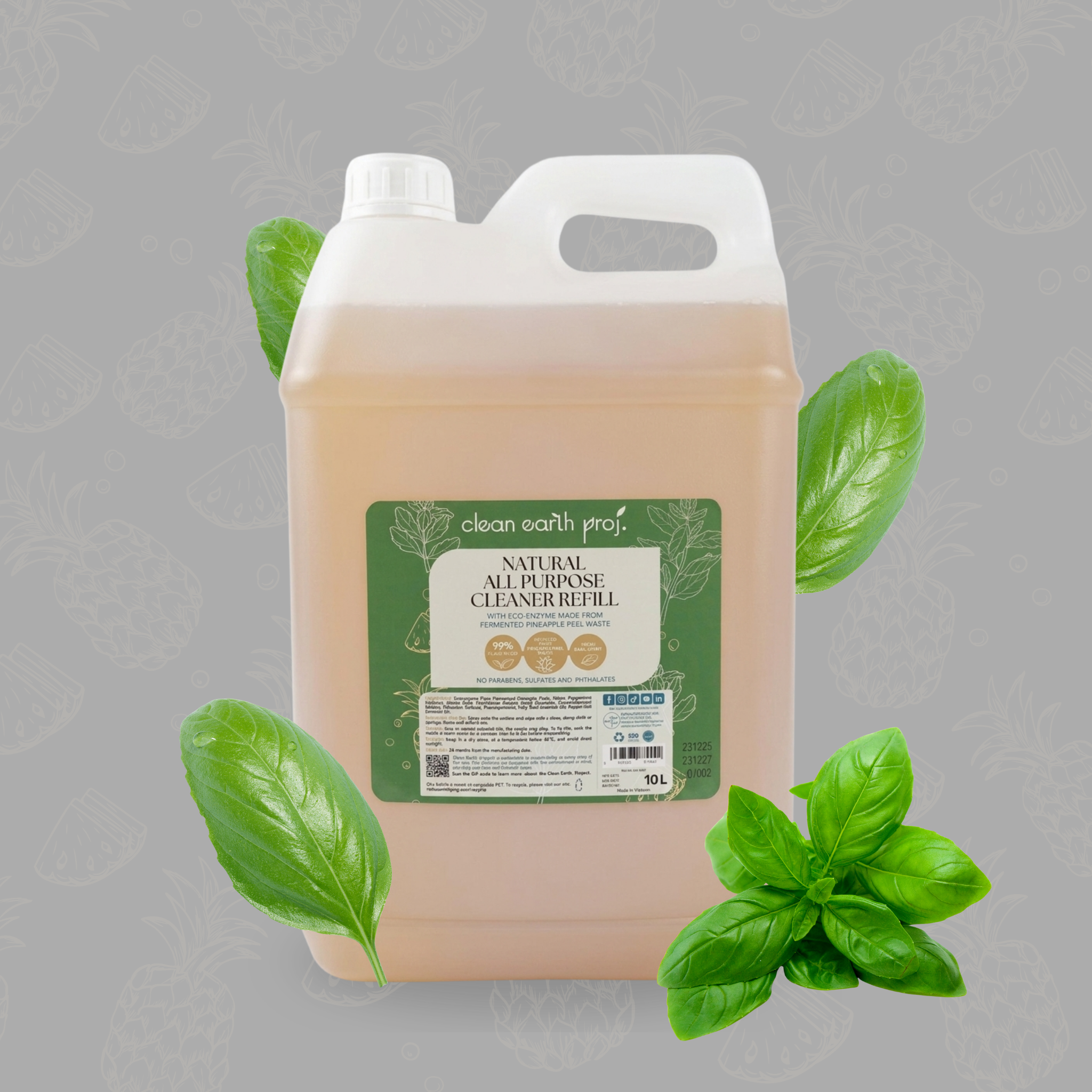 Clean Earth Project 10L all-purpose surface spray refill bottle designed for corporate offices and hotels