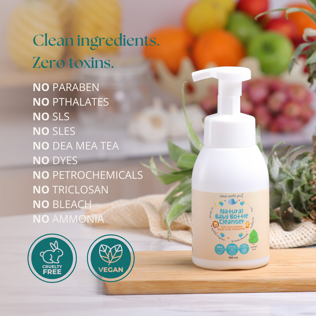 Newborn safe baby bottle wash review praising milk residue and odor removal by Clean Earth