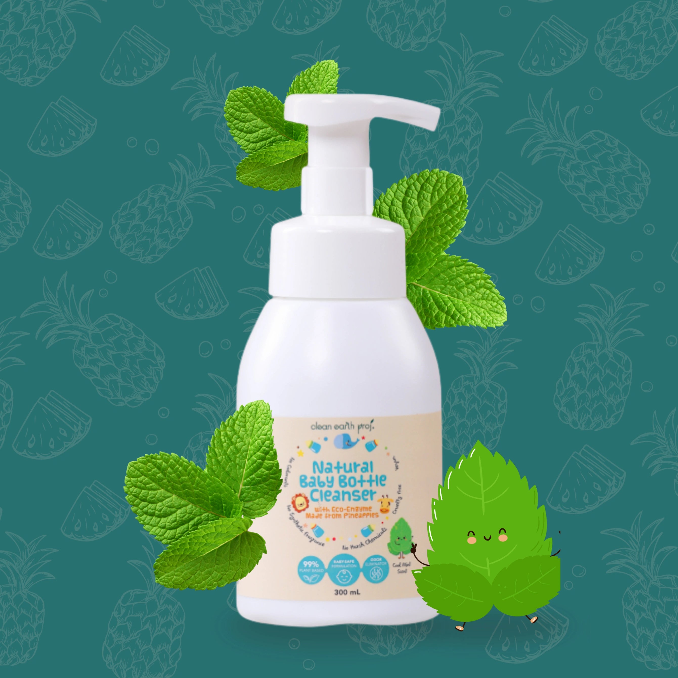 Newborn-safe plant-based baby bottle wash made from upcycled pineapple eco-enzymes by Clean Earth
