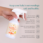 Chemical-free baby safe toy disinfectant spray with trigger nozzle being held in hand by Clean Earth