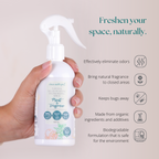 Clean Earth non-toxic biodegradable pet odor eliminator and organic home fragrance spray infographic