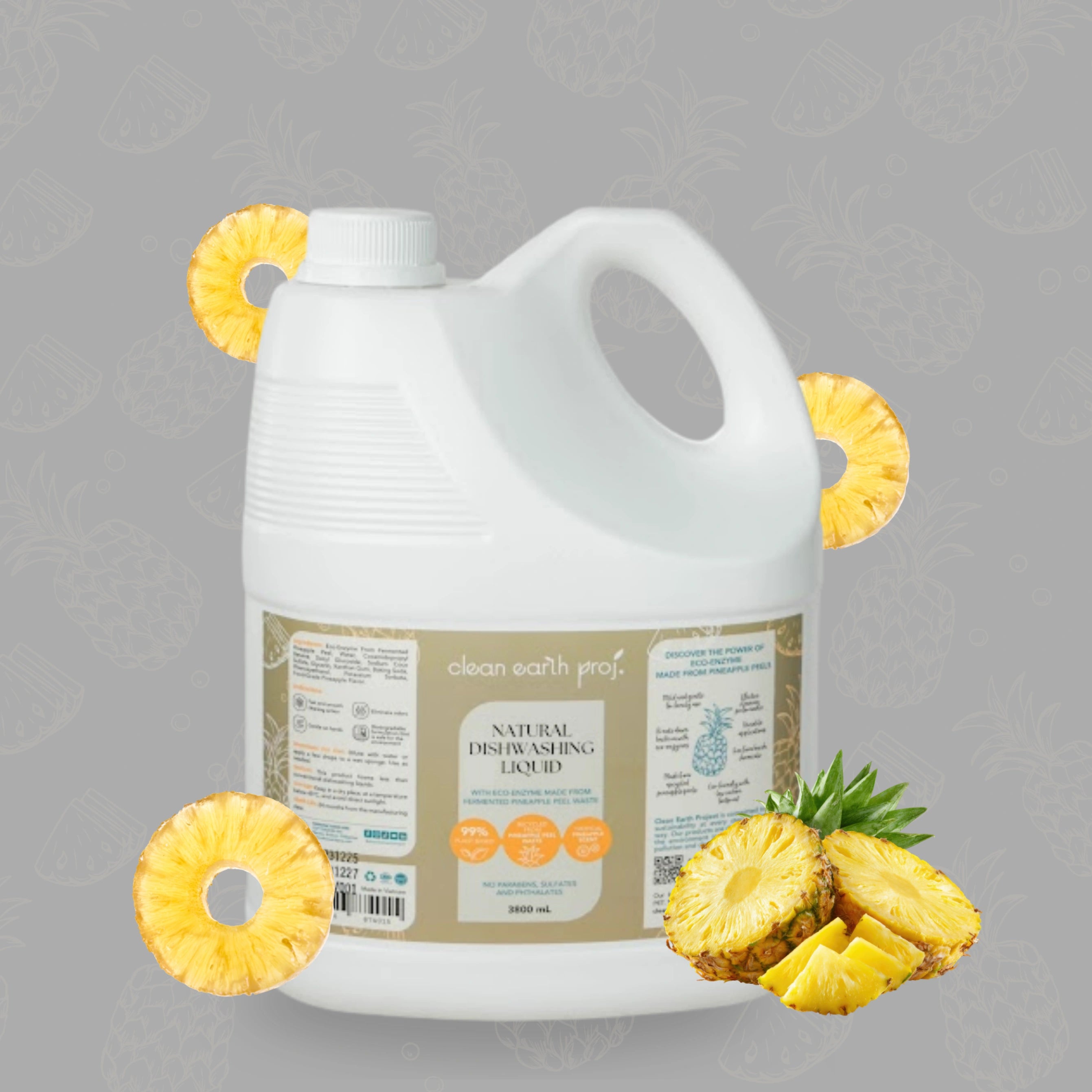 Non-toxic plant-based 3800ml bulk dish soap refill made from upcycled pineapple eco-enzymes