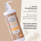 Clean Earth non-toxic grease-cutting liquid dish wash for sensitive skin highlighting natural low-foam formula