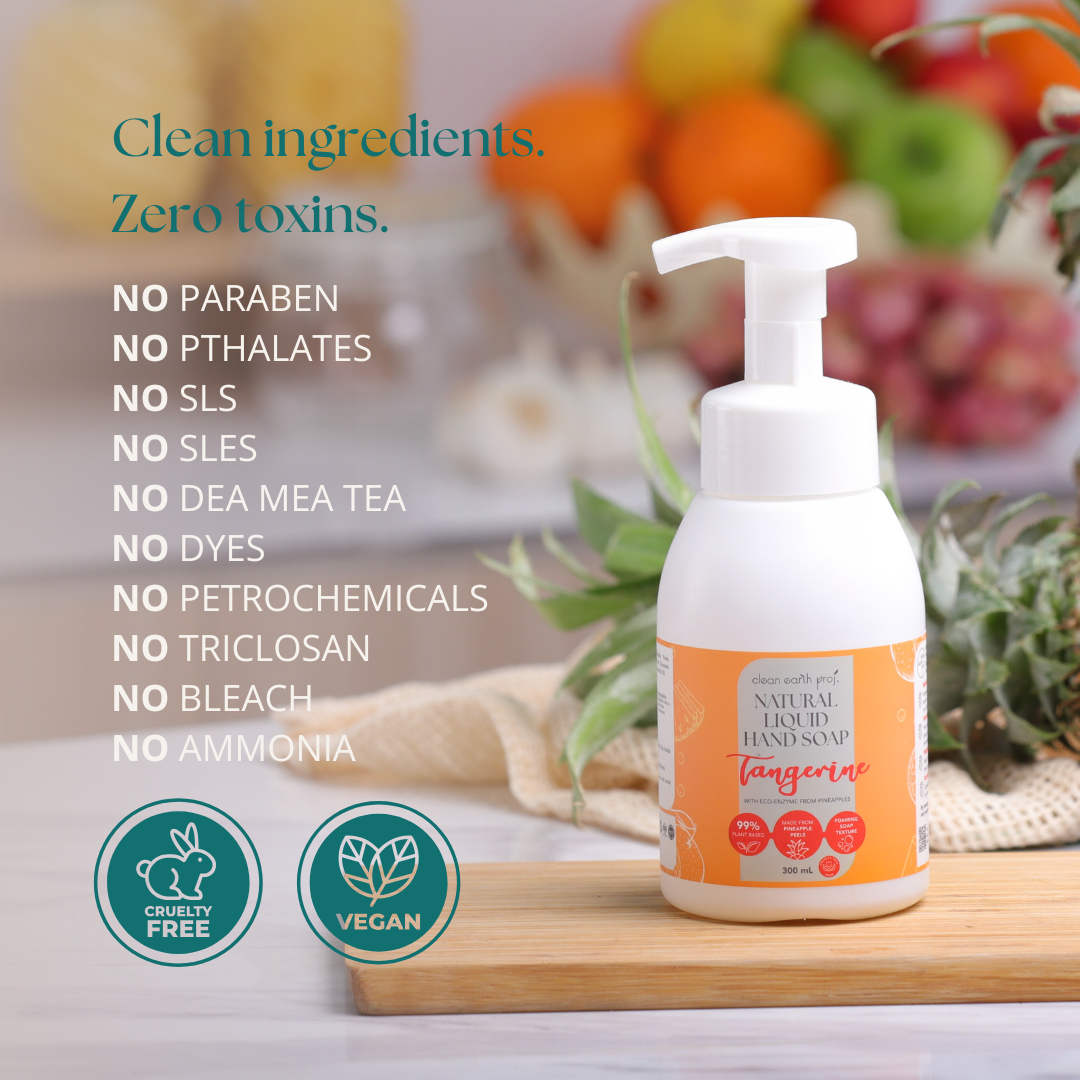 Clean Earth non-toxic plant-based foaming hand soap for eczema sensitive skin free from SLS, SLES, and phthalates