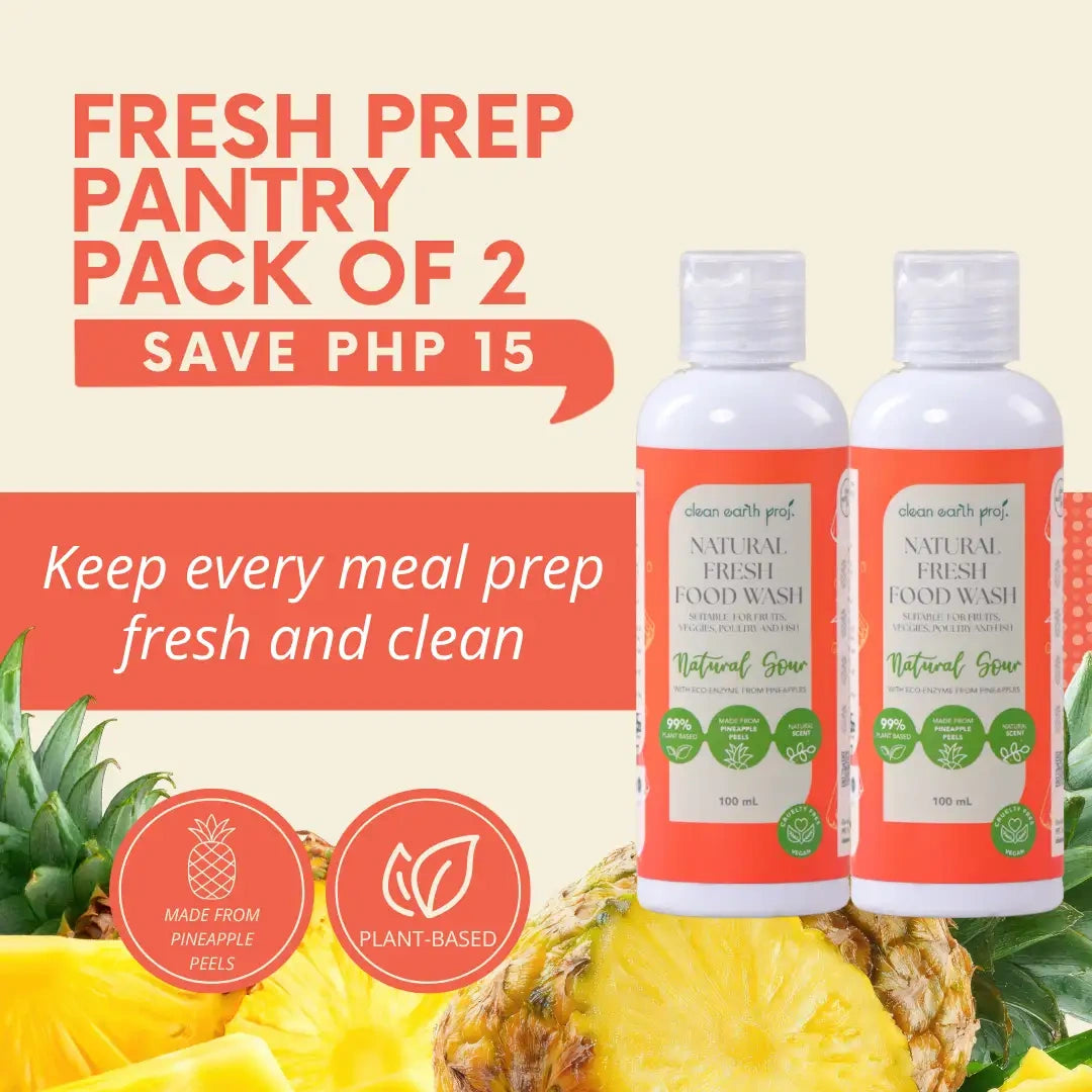 Two-pack of plant-based pesticide remover and produce cleaner made from upcycled pineapple eco-enzymes by Clean Earth