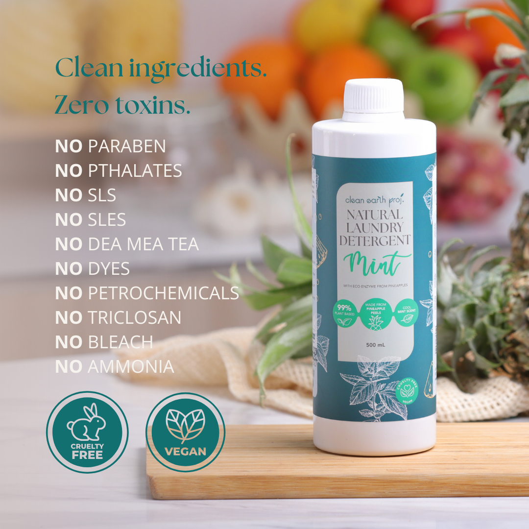 Sulfate-free and paraben-free natural laundry soap without synthetic dyes or petrochemicals by Clean Earth