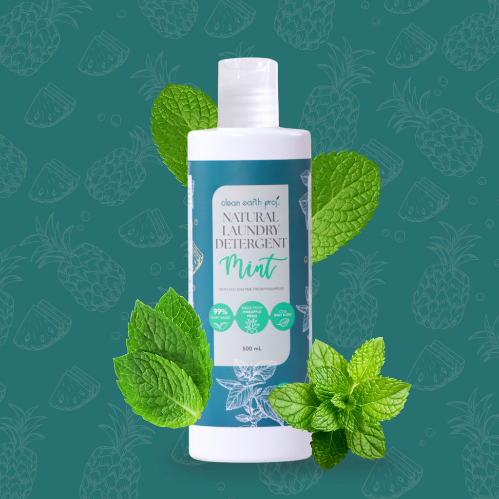 Clean Earth non-toxic low-sudsing laundry detergent for sensitive skin and eczema with natural mint essential oil